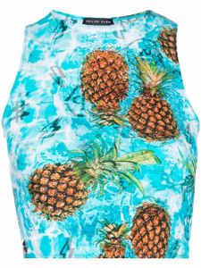 Philipp Plein haut crop Pineapple Skies - Bleu