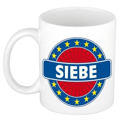Siebe voornaam koffiemok - beker - wit/blauw - 300 ml - Cadeau - Heren - Collega - Vaderdag Siebe voornaam koffiemok - beker - wit/blauw - 300 ml - Cadeau - Heren - Collega - Vaderdag