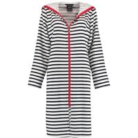 Cawö Cawö Dames Badjas kort met Capuchon en Ritssluiting 1244 Schwarz-weiss 44