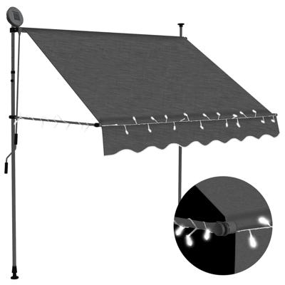 Luifel handmatig uitschuifbaar met LED 200 cm antracietkleurig