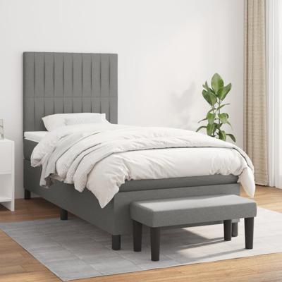 Boxspring met matras stof donkergrijs 100x200 cm