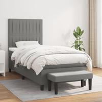 Boxspring met matras stof donkergrijs 100x200 cm