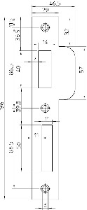 Nemef P 1769/17 Rs Sluitplaat | RVS 29x196mm rechthoekig | DR 1+3 | draairichting: rechts - 9176990171