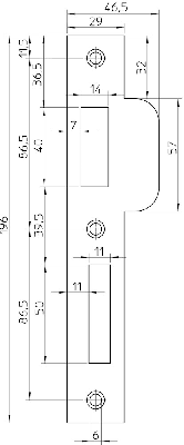 Nemef P 1769/17 Rs Sluitplaat | RVS 29x196mm rechthoekig | DR 1+3 | draairichting: rechts - 9176990171