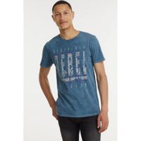 Redefined Rebel T-shirt RRAce met logo blauw melange - thumbnail