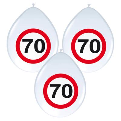 Ballonnen 70 jaar - 8x stuks - verkeersbord - feestballonnen - 70e verjaardag