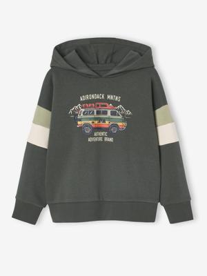 Sweater met capuchon met geplaatste print korstmos