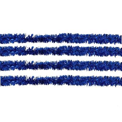 Kerstslinger - 4x -?blauw - folie lametta - 150 x 5 cm - kerstboom versiering/guirlandes Kerstslinger - 4x -?blauw - folie lametta - 150 x 5 cm - kerstboom versiering/guirlandes