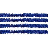 Kerstslinger - 4x -?blauw - folie lametta - 150 x 5 cm - kerstboom versiering/guirlandes