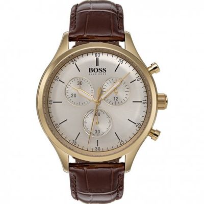 Horlogeband Hugo Boss HB1513545 / HB-317-1-34-3037 Leder Bruin 20mm