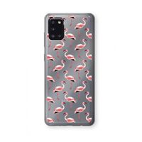 Flamingoprint groen: Samsung Galaxy A31 Transparant Hoesje