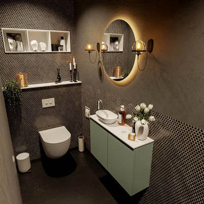 MONDIAZ FOWY toiletmeubel 80cm kleur army. Waskom positie links kleur talc | talc. Met 1 kraangat