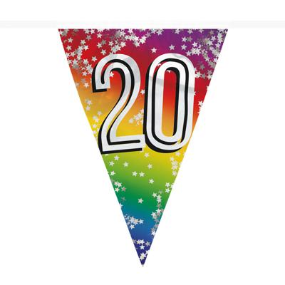 Boland Vlaggenlijn 20 jaar - 6 meter - glitter folie - slinger - 20e verjaardag versiering