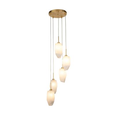 Searchlight 5-lichts vide hanglampRocky met wit glas - 23146-5SB