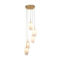Searchlight 5-lichts vide hanglampRocky met wit glas - 23146-5SB