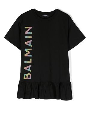 Balmain Kids robe à logo imprimé - Noir