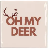 Daan Kromhout Design tegeltje keramiek oh my deer 10x10cm crème