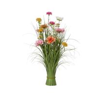 Kunstgras everlands met bloemen 70cm roze
