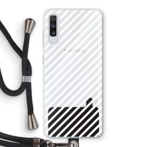 Strepen zwart-wit: Samsung Galaxy A70 Transparant Hoesje met koord