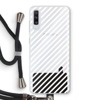 Strepen zwart-wit: Samsung Galaxy A70 Transparant Hoesje met koord