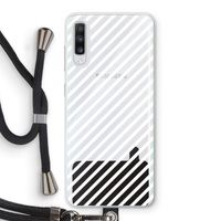 Strepen zwart-wit: Samsung Galaxy A70 Transparant Hoesje met koord