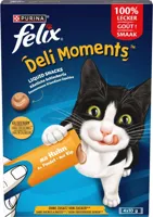 FELIX Deli Moments smakelijke vloeibare snacks voor katten, Met Kip, 4x10g zakjes