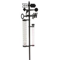 Bellatio design Regenmeter weerstation - op stok - 150 cm - metaal - thermometer/windrichting