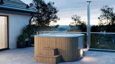 Tuindeco Hottub Deluxe vierkant- - Rvs, Hout, Polyester- Tuindeco Tuindeco Hottub Deluxe vierkant- - Rvs, Hout, Polyester- Tuindeco