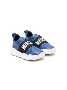 Moschino Kids baskets en cuir à logo imprimé - Bleu