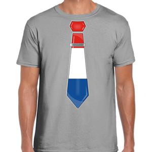 Verkleed T-shirt voor heren - stropdas Nederland - grijs - supporter - themafeest