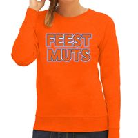 Oranje Koningsdag sweater - feestmuts - dames - thumbnail