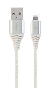 Cablexpert USB-Lightning laadkabel 1m omvlochten zilver - wit - 9530130