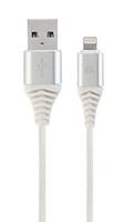 Cablexpert USB-Lightning laadkabel 1m omvlochten zilver - wit - 9530130 Cablexpert USB-Lightning laadkabel 1m omvlochten zilver - wit - 9530130