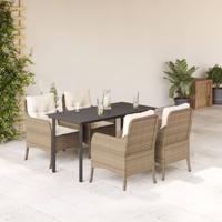 5-delige Tuinset met kussens poly rattan beige