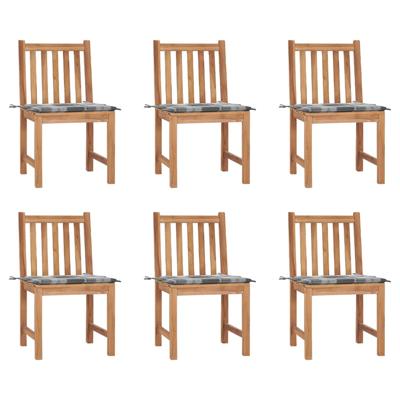 Tuinstoelen 6 st met kussens massief teakhout