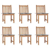 Tuinstoelen 6 st met kussens massief teakhout