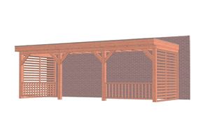 Aanbouwveranda Ancona 735x330 cm - plat dak - Combinatie 1- - Hout- Trendhout