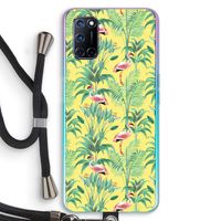 Flamingo party: Oppo A52 Transparant Hoesje met koord