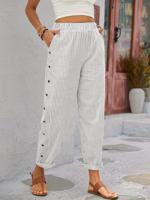 Striped Casual Buttoned Pants - thumbnail