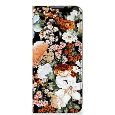Smart Cover voor Nokia G50 Dark Flowers Smart Cover voor Nokia G50 Dark Flowers