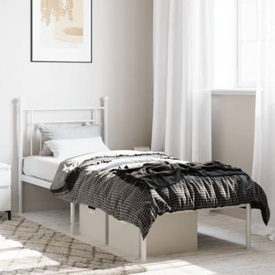 Bedframe met hoofdbord zonder matras metaal wit 75x190 cm