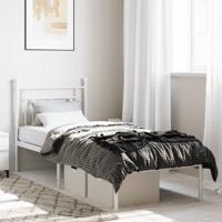 Bedframe met hoofdbord zonder matras metaal wit 75x190 cm