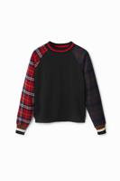 Sweatshirt met geruite mouwen - BLACK - XS