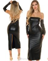 * KOUCLA Zwart Strapless lederlook jurk ,IS7044