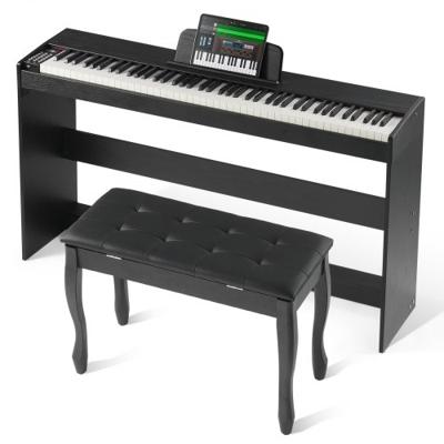 VEVOR digitale piano met 88 toetsen, elektrische piano, dubbel toetsenbordmodus, bank met 3 pedalen
