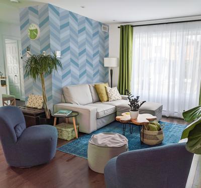 Scandinavische stijl blauw behang