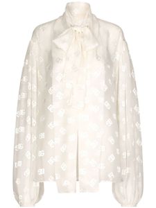 Dolce & Gabbana blouse en jacquard à col lavallière - Blanc