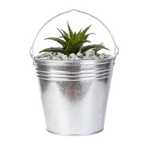 Esschert Design Emmer/plantenpot - zink - zilver - D34 x H29 cm - IJzeren emmer / teil