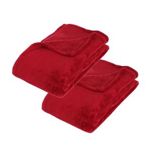 2x Stuks Fleece deken/fleeceplaid rood 125 x 150 cm polyester