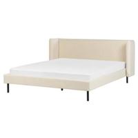 Beliani - ARETTE - Tweepersoonsbed - Beige - 160 x 200 cm - Fluweel